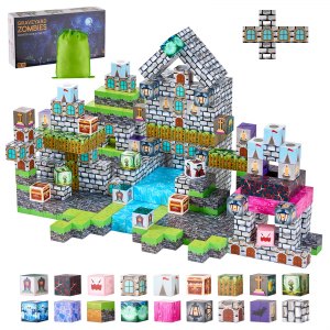 Magnetiske Klosser, 100 Delers Kirkegårdszombier Sett, Magnetiske Byggekuber for Barn, STEM Montessori Sensoriske Leker til Julegave, Konstruksjonsstabling Leke for Gutter og Jenter fra 3+ år