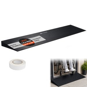 1,6" stige, kuttebar terskelrampe for feierobot, 35,4" bred rullestolrampe i naturgummi, sklisikre solid gummirampe med dobbeltsidig tape for døråpninger, innkjørsler, bad, glatte fliser