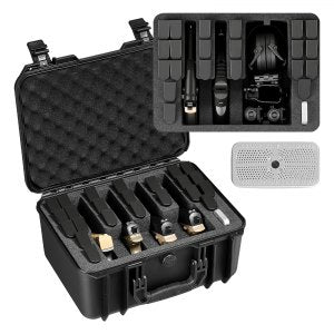 Hard pistolkoffert, kraftig hard pistolkoffert med XPE-skumfôr, vanntett pistoloppbevaringsboks med tilpassbart interiør og håndtak for pistol, objektiver, kamera, utstyr, TSA-kompatibel, 404 x 319 x 192 mm