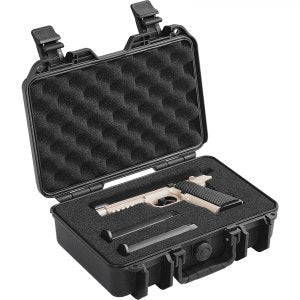 Harde pistolkofferter med forhåndskuttet PU-skum, vanntett og støvtett hard pistolkoffert for 1 pistol, 12,59 × 9,01 × 11,18 cm låsbar pistolkoffert, svart