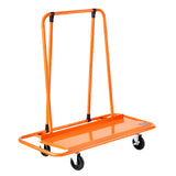 Gipsvogn, 816 kg lastekapasitet, stålpanelvogn med 4 svingbare hjul, slitesterk og langvarig, panelvogn med festestropp for kryssfiner, gipsplater, glass, oransje