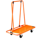 Gipsvogn, 816 kg lastekapasitet, stålpanelvogn med 4 svingbare hjul, slitesterk og langvarig, panelvogn med festestropp for kryssfiner, gipsplater, glass, oransje