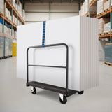 Gipsvogn, 816 kg lastekapasitet, 2-i-1 stålpanelvogn med 12,5 mm svingbare hjul, 91,4 x 61 cm plattformvogn med 3 sidehåndtak for fabrikk, lager, garasje, svart