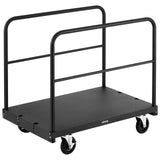Gipsvogn, 816 kg lastekapasitet, 2-i-1 stålpanelvogn med 12,5 mm svingbare hjul, 91,4 x 61 cm plattformvogn med 3 sidehåndtak for fabrikk, lager, garasje, svart