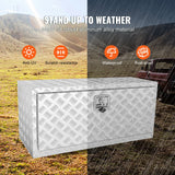 Undervognskasse, 36"×14"×16" oppbevaringsboks for pickup, verktøykasse i kraftig aluminiumsdiamantplate med lås og nøkler, vanntett tilhengeroppbevaringsboks med T-håndtakslås for lastebil, varebil, tilhenger