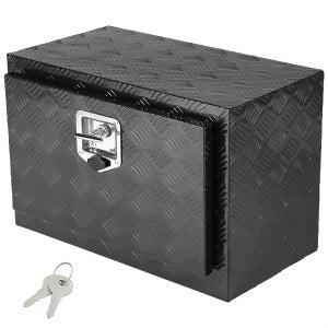 Understellskasse for lastebil, 24" x 14" x 16" Oppbevaringsboks for pickup, Robust verktøykasse i aluminium med diamantplate, lås og nøkler, Vanntett oppbevaringsboks for tilhengere med T-håndtakslås for lastebil, varebil, tilhenger