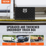 Understellskasse for lastebil, 24" x 14" x 16" Oppbevaringsboks for pickup, Robust verktøykasse i aluminium med diamantplate, lås og nøkler, Vanntett oppbevaringsboks for tilhengere med T-håndtakslås for lastebil, varebil, tilhenger