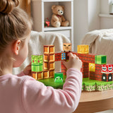 Magnetiske Klokker, 100 Delers Magnetblokksett, Magnetiske Byggekuber for Barn, STEM Montessori Sensoriske Leker til Julebursdagsgave, Konstruksjonsstablingsleke for Gutter og Jenter fra 3 år