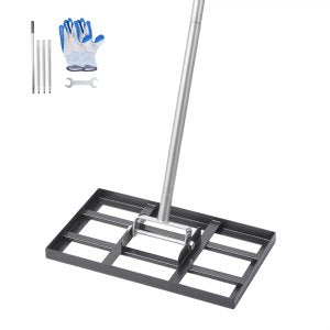 Plenutjevner, plenutjevner med 213,11 cm håndtak, 36 x 25,4 cm bakkeplate, rustbestandig jordutjevner i karbonstål, justerbar i 3 høyder, arbeidsbesparende plenutjevner for golfbane i hagen