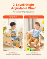 Montessori avvenningsbord og stolsett, trebord og stolsett for småbarn i alderen 1-5 år, justerbar høyde for barn Montessoristol og aktivitetsbord, ideell for lesing, spising, lek - naturlig