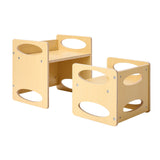 Montessori avvenningsbord og stolsett, trebord og stolsett for småbarn i alderen 1-5 år, justerbar høyde for barn Montessoristol og aktivitetsbord, ideell for lesing, spising, lek - naturlig