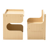 Montessori avvenningsbord og stolsett, tre, barnebord og stolsett for småbarn 1-5, krakk med tavle og oppbevaringsplass, enkel å rengjøre, for spising, tegning, lesing, lek