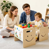 Montessori avvenningsbord og stolsett, tre, barnebord og stolsett for småbarn 1-5, krakk med tavle og 3 høydejusterbare, enkel å rengjøre, for spising, tegning, lesing, lek