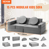 Lekesofa, 15 stk. modulær barnesofa, småbarnsskumsofa med høy tetthet 25D svamp for lek, kreativitet, soving, fantasifulle barnemøbler for soverom og lekerom
