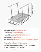 Rullestolrampe med rekkverk, 1140 x 850 mm, kraftig jernrampe for handikappede, 199,6 kg kapasitet, sklisikre, bærbare terskelramper for trapper, døråpninger, fortauskanter, rullatorer, sparkesykler