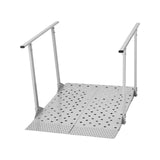 Rullestolrampe med rekkverk, 1140 x 850 mm, kraftig jernrampe for handikappede, 199,6 kg kapasitet, sklisikre, bærbare terskelramper for trapper, døråpninger, fortauskanter, rullatorer, sparkesykler