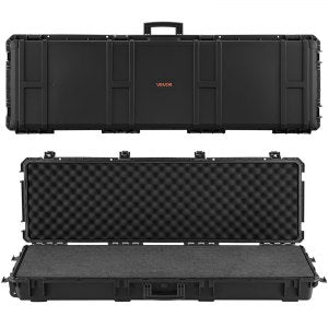 Hard riflekoffert, låsbar riflekoffert med avtakbart XPE-skum, 134,1 cm våpenoppbevaring med hjul, IP67 vanntett og støvtett pistoloppbevaringsetui for rifler, hagler, airsoftvåpen, svart