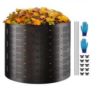 Hagekompostbeholder 80 gallon, BPA-fri komposter, stor utendørs kompostbeholder med topplokk og bunndør, enkel montering, lett, rask etablering av fruktbar jord