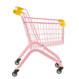 Handlekurv for barn, solid stålramme, dagligvarebutikk-latexlek med hjul, tett nettingkurv, lekehandlevogn, sammenleggbar design, vippbar bakside, for barn og småbarn fra 3 år