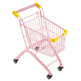 Handlekurv for barn, solid stålramme, dagligvarebutikk-latexlek med hjul, tett nettingkurv, lekehandlevogn, sammenleggbar design, vippbar bakside, for barn og småbarn fra 3 år