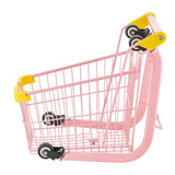 Handlekurv for barn, solid stålramme, dagligvarebutikk-latexlek med hjul, tett nettingkurv, lekehandlevogn, sammenleggbar design, vippbar bakside, for barn og småbarn fra 3 år