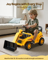 Ride On småbarnsbil, Ride-on gravemaskinbil for småbarn 19 til 36 måneder, Gravemaskin Bulldozer Digger-leke med oppbevaring under setet og musikk, 25 kg lastekapasitet, Fot-til-gulv-gåstol for barn, Gul
