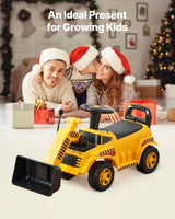 Ride On småbarnsbil, Ride-on gravemaskinbil for småbarn 19 til 36 måneder, Gravemaskin Bulldozer Digger-leke med oppbevaring under setet og musikk, 25 kg lastekapasitet, Fot-til-gulv-gåstol for barn, Gul