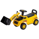 Ride On småbarnsbil, Ride-on gravemaskinbil for småbarn 19 til 36 måneder, Gravemaskin Bulldozer Digger-leke med oppbevaring under setet og musikk, 25 kg lastekapasitet, Fot-til-gulv-gåstol for barn, Gul