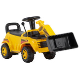 Ride On småbarnsbil, Ride-on gravemaskinbil for småbarn 19 til 36 måneder, Gravemaskin Bulldozer Digger-leke med oppbevaring under setet og musikk, 25 kg lastekapasitet, Fot-til-gulv-gåstol for barn, Gul