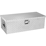 Heavy Duty verktøykasse for lastebilseng i aluminium, verktøykasse med diamantplater med sidehåndtak og låsetøkler, verktøykasse for oppbevaring for henting, lastebilseng, bobil, tilhenger, 30"x13"x9,6", sølv