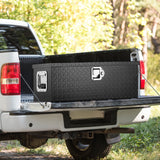Heavy Duty verktøykasse for lastebilseng i aluminium, verktøykasse med diamantplate med sidehåndtak og låsetøkler, verktøykasse for oppbevaring, organisering for pickup, lastebilseng, bobil, tilhenger, 30"x13"x9,6", svart