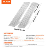 Bærbare lasteramper, 2 stk. 1200 x 215 mm, slitesterkt skurrampesett i aluminium med sklisikre hull, kompakt design og enkel oppbevaring, vektkapasitet 399,2 kg, for ATV, traktorer, gressklippere, vogner