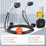 Type 2 til Type 2 elbilladekabel, 32Amp, 22kW 7 meter trefaset elbilladekabel, IP66 vanntett med bæreveske, for IEC62196 elbil og plug-in hybrid elbil, CE og TUV