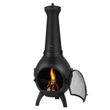 Chiminea, 45,72 cm utendørs vedfyrt bålplass, sfærisk peis for grilling og oppvarming, utendørs bålplass i tre med grillnett, skorsteinsbelegg og rustbestandig skorsteinslokk, for terrasse, hage, bakgård
