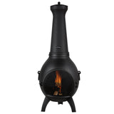 Chiminea, 45,72 cm utendørs vedfyrt bålplass, sfærisk peis for grilling og oppvarming, utendørs bålplass i tre med grillnett, skorsteinsbelegg og rustbestandig skorsteinslokk, for terrasse, hage, bakgård
