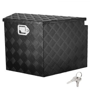 Trailer Tungeboks, Aluminiumslegering Diamantplate Tungeboks Verktøykiste, Heavy Duty Trailer Box Oppbevaring med lås og nøkler, Utility Trailer Tungeboks for Pickup, RV, Trailer, 39"x16.5"x12