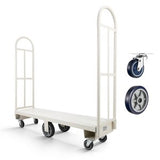 U-båt plattformtralle, 907,18 kg lastekapasitet, kraftig ståltralle, industriell håndskyvetruck med seks hjul og doble avtakbare håndtak, for lager, 1525 x 410 x 1510 mm