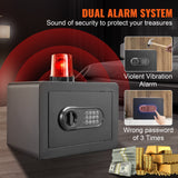 Safe, 0,5 kubikkfot hjemmesafe, stålsikkerhetssafe med digitalt tastatur og 2 nøkler, Veggmontert skap Safe Protect Cash, gull, smykker, dokumenter for hjemmet, hotell, 13,8 x 9,8 x 24,89 cm