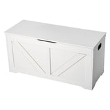 Oppbevaringsbenk for barn, lekeboks i tre, stort oppbevaringsskap med sikkerhetshengsel, oppbevaringsbenk for småbarn for lekerom, stue eller inngangsparti, enkel montering, 990 x 395 x 480 mm, hvit