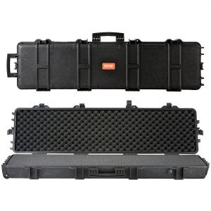 Riflekoffert, hard riflekoffert med 3 lag fullbeskyttende skum, 138 cm låsbar hard våpenkoffert med hjul, IP67 vanntett og trykksikker, for to rifler eller hagler, airsoftvåpen