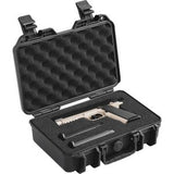 Harde pistolkofferter med forhåndskuttet PU-skum, vanntett og støvtett hard pistolkoffert for 1 pistol, 12,59 × 9,01 × 11,18 cm låsbar pistolkoffert, svart