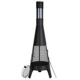 Chiminea, 50,8 cm utendørs vedfyrt bålplass, konisk peis for grilling og oppvarming, utendørs bålplass i tre med grillnett, skorsteinsbelegg og rustbestandig skorsteinslokk, for terrasse, hage, bakgård
