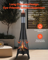 Chiminea, 50,8 cm utendørs vedfyrt bålplass, konisk peis for grilling og oppvarming, utendørs bålplass i tre med grillnett, skorsteinsbelegg og rustbestandig skorsteinslokk, for terrasse, hage, bakgård