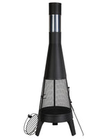 Chiminea, 50,8 cm utendørs vedfyrt bålplass, konisk peis for grilling og oppvarming, utendørs bålplass i tre med grillnett, skorsteinsbelegg og rustbestandig skorsteinslokk, for terrasse, hage, bakgård