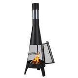 Chiminea, 50,8 cm utendørs vedfyrt bålplass, konisk peis for grilling og oppvarming, utendørs bålplass i tre med grillnett, skorsteinsbelegg og rustbestandig skorsteinslokk, for terrasse, hage, bakgård