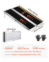Portabel rullestolrampe, 1219,2 mm, ikke-slipp aluminiums foldbar funksjonsrampe for rullestol, 800 lbs kapasitet, dørtrinnramper for hjemme trinn, trapper, inngang, trinn, døråpninger, scooter