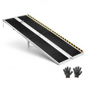 Bærbar rullestolrampe, 2135 mm, sklisikker sammenleggbar handikaprampe i aluminium for rullestol, 360 kg kapasitet, dørterskelramper for trapper, inngang, terskel, døråpninger, scooter