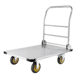 Plattformlastebil, kapasitet 900 kg, kraftig ståltralle med svingbare hjul og håndtak, sammenleggbar plattform med håndskyvevogn, for dagligvarer, garasje, lager, 94 x 59 x 89 cm