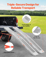 Stålramper, 454 kg, 2 stk. kraftige ramper med bredere rampeflate, universell stabil lasterampe med håndtak, egnet for ATV, UTV, motorsykkel, elsykkel, etc.
